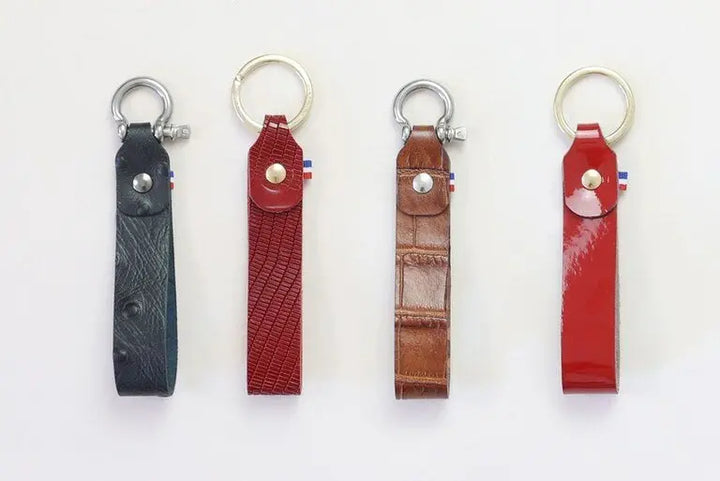 Porte-clé cuir anneau doré
