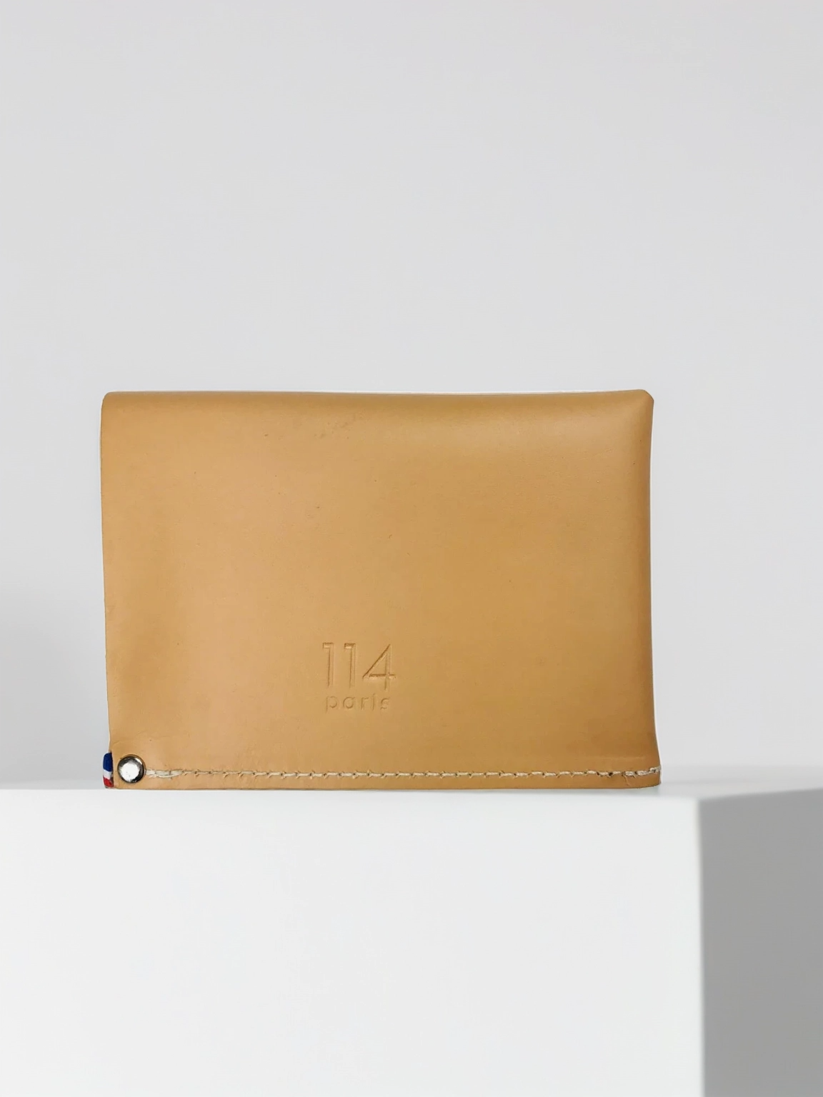 Portefeuille cuir beige 