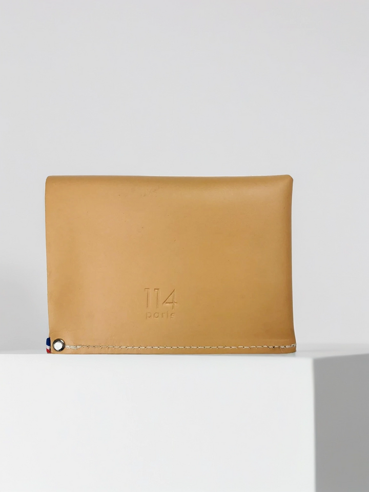 Portefeuille cuir beige 