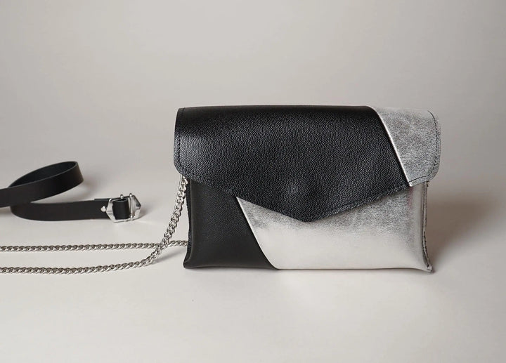 Sac en cuir bicolore 114 argent