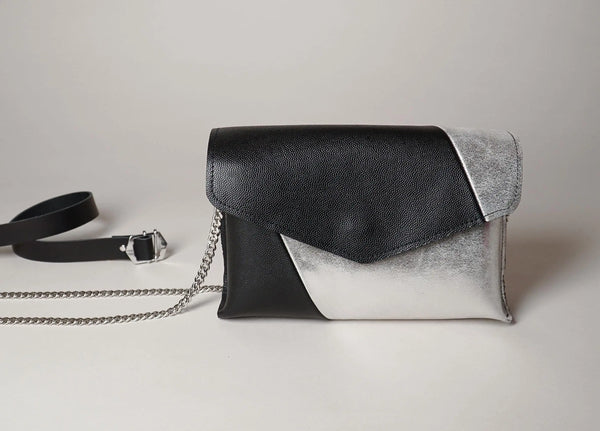 Sac en cuir bicolore 114 argent